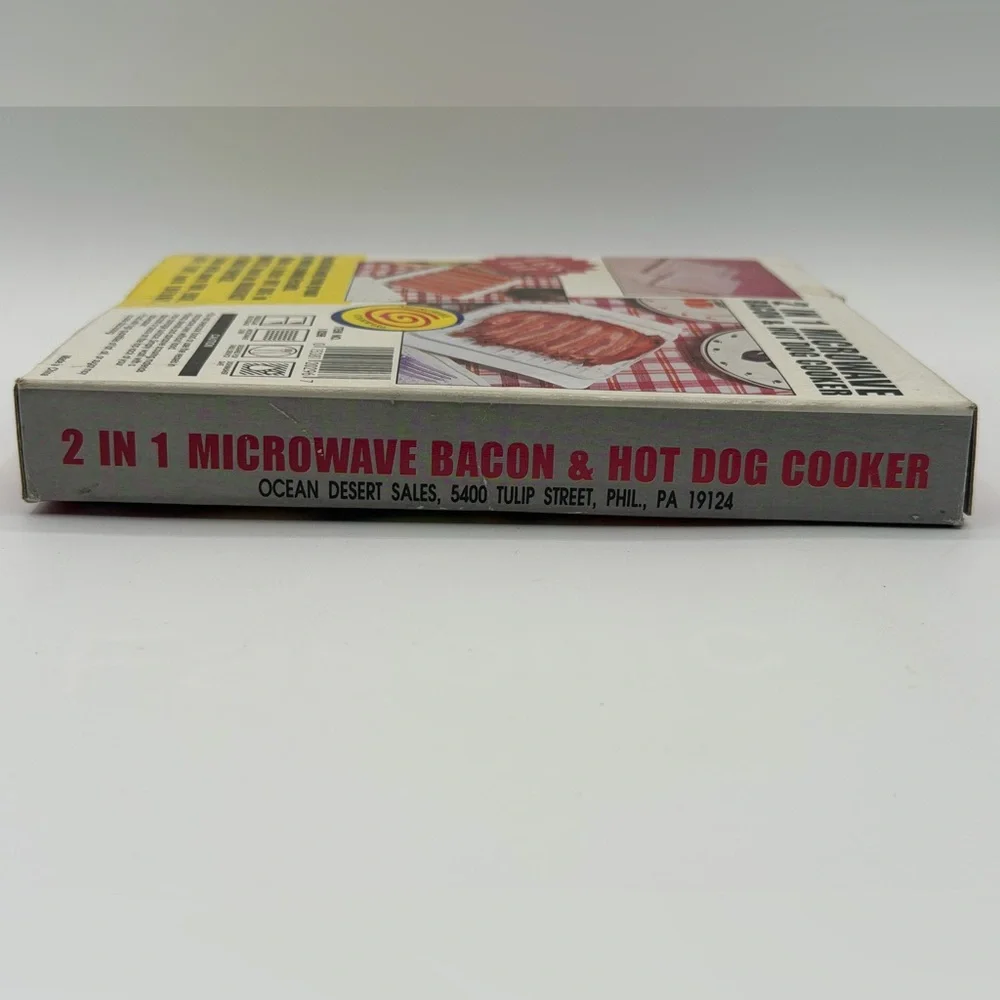 2-in-1 White Microwave Bacon & Hot Dog Cooker - New Open Box